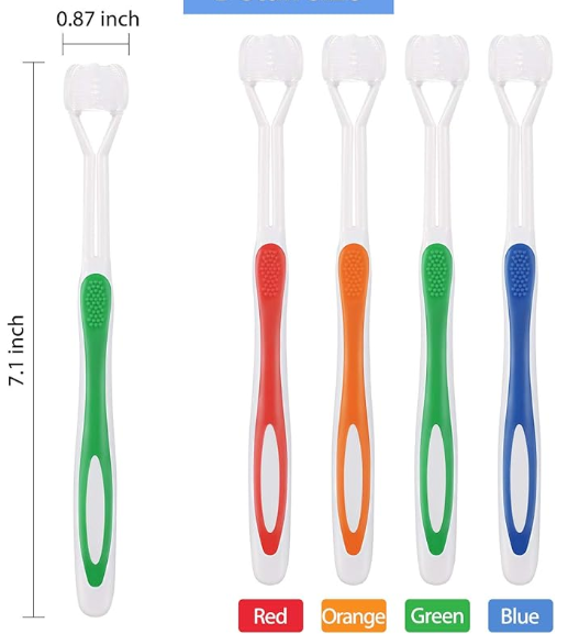 4 Pieces Three Sided Toothbrush Autism Sensory Toothbrush