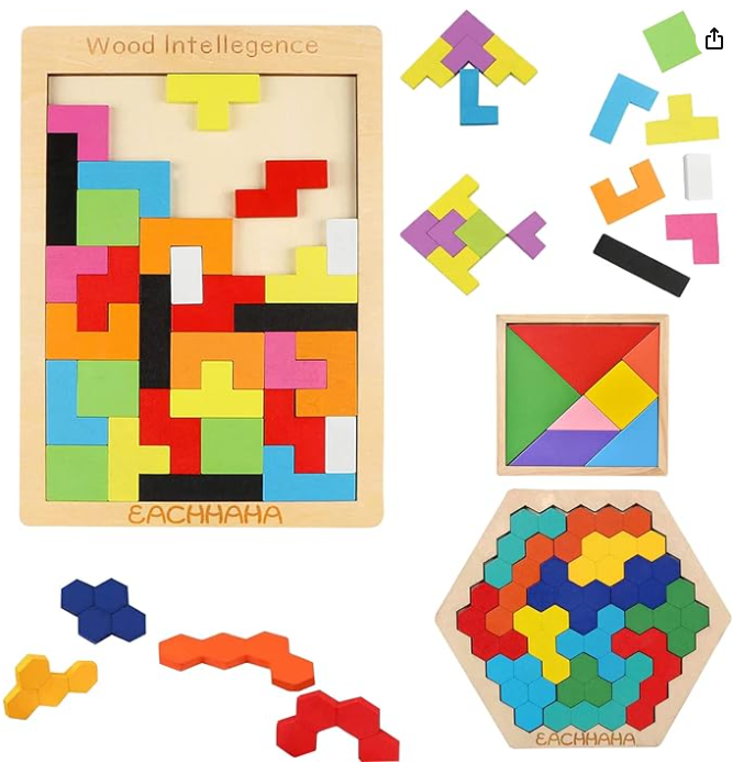 EACHHAHA 3 in 1 Wooden Intelligence Puzzles Set