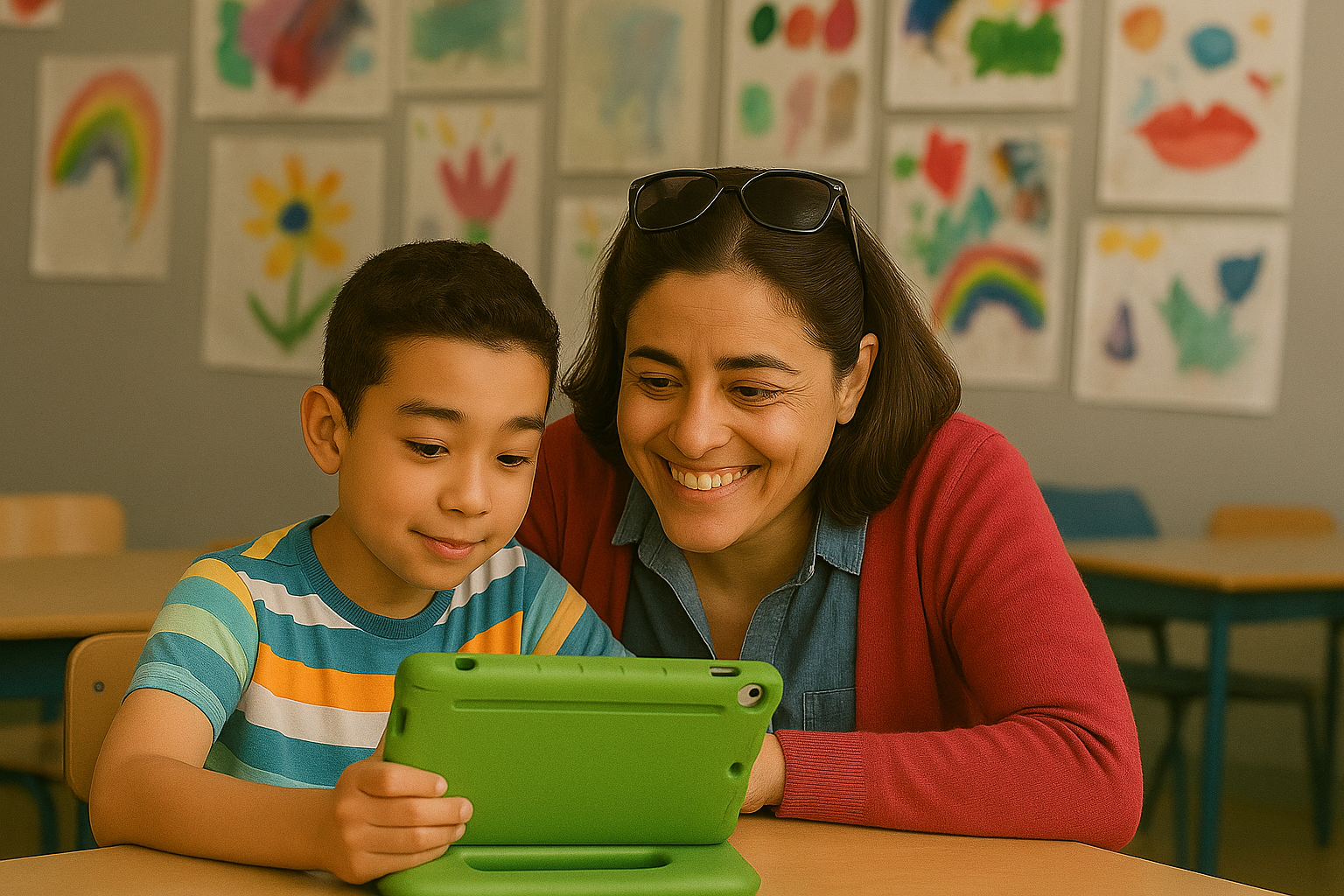 teacher helping student