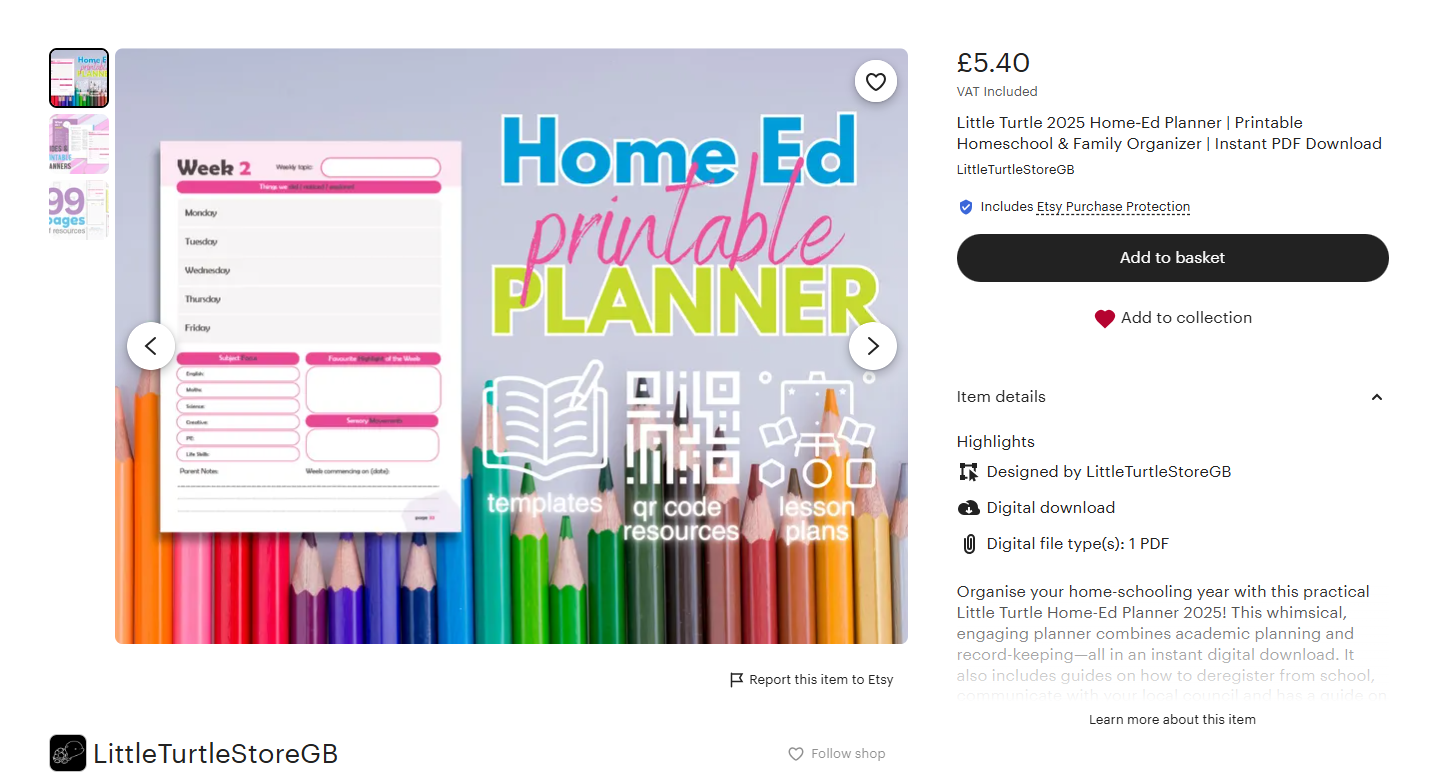 Home Ed planner 2025 2026 KS1 and KS2